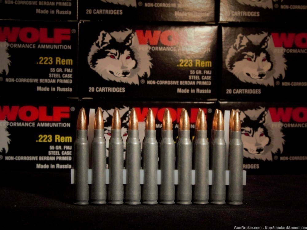 NEW WOLF .223 55 gr FMJ Steel Cased Ammunition - 60 Rd Box-img-1