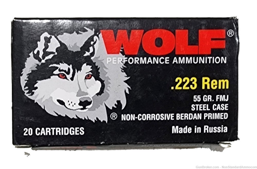 NEW WOLF .223 55 gr FMJ Steel Cased Ammunition - 60 Rd Box-img-0