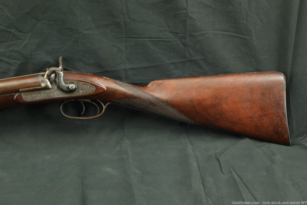 Joseph Manton Back-Action 10 GA Percussion SXS Shotgun, 1830s Antique-img-12