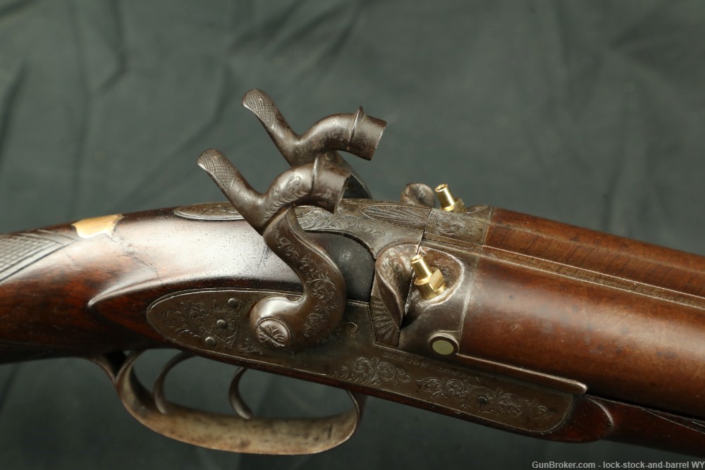 Joseph Manton Back-Action 10 GA Percussion SXS Shotgun, 1830s Antique-img-24