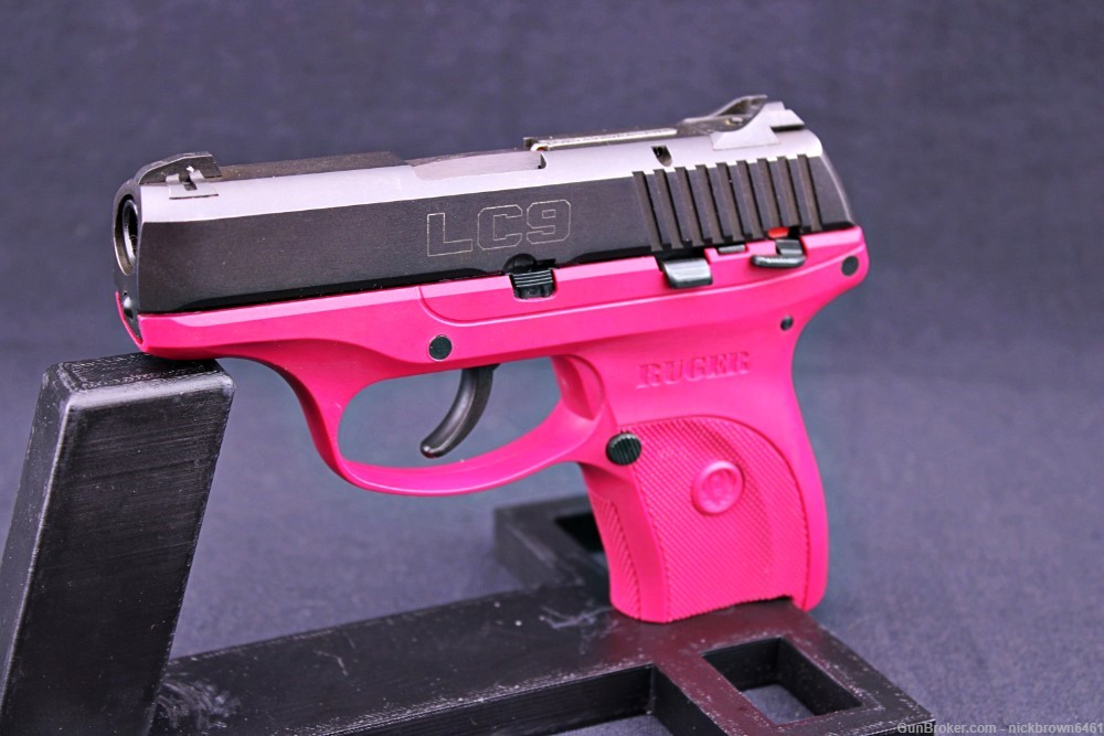 RUGER LC9 9MM 3.12 BBL MANUAL SAFETY RASPBERRY PINK FACTORY BOX -img-2