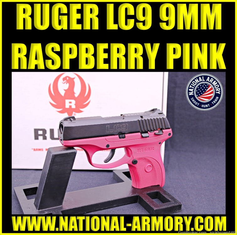 RUGER LC9 9MM 3.12 BBL MANUAL SAFETY RASPBERRY PINK FACTORY BOX -img-0