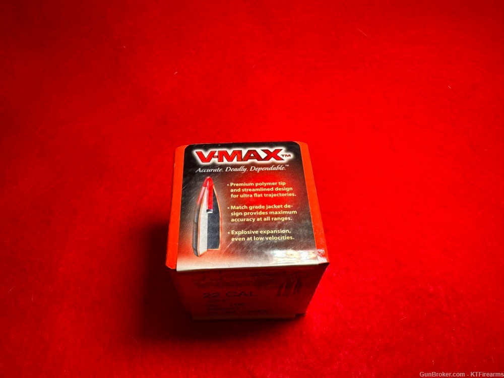 Hornady 22 Cal. (.224") 55 Gr. V-Max Bullets (Box of 100)-img-1