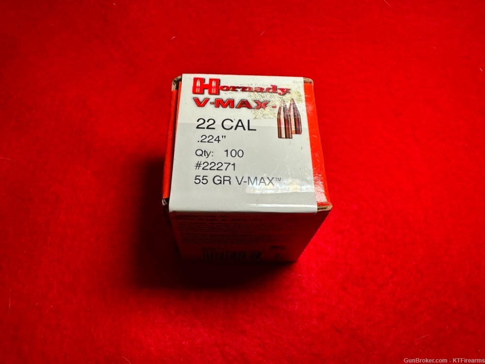 Hornady 22 Cal. (.224") 55 Gr. V-Max Bullets (Box of 100)-img-0