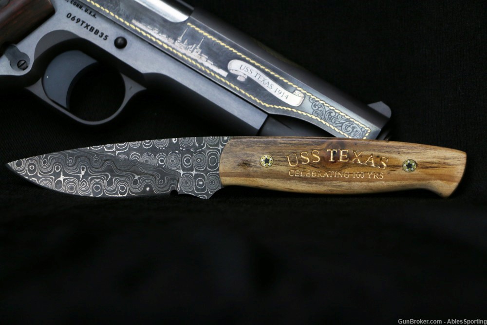 USS Texas Commemorative Colt 1911, 45 ACP, #69 of 2000, W/ Matching Knife -img-1
