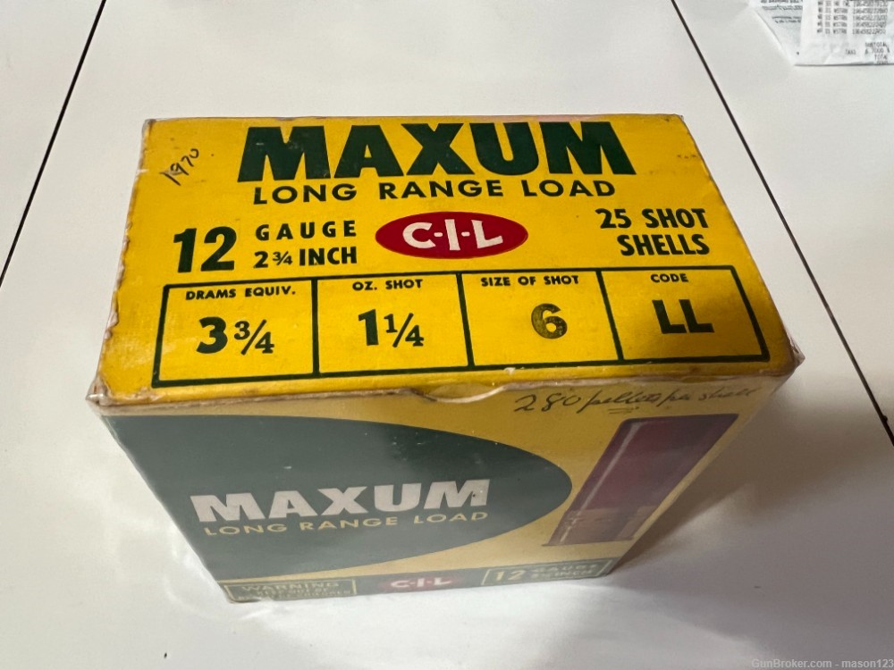 FULL 12 GA IN 2-3/4 INCH MAXUM RED SHELL BOX NO 6  LL-img-1