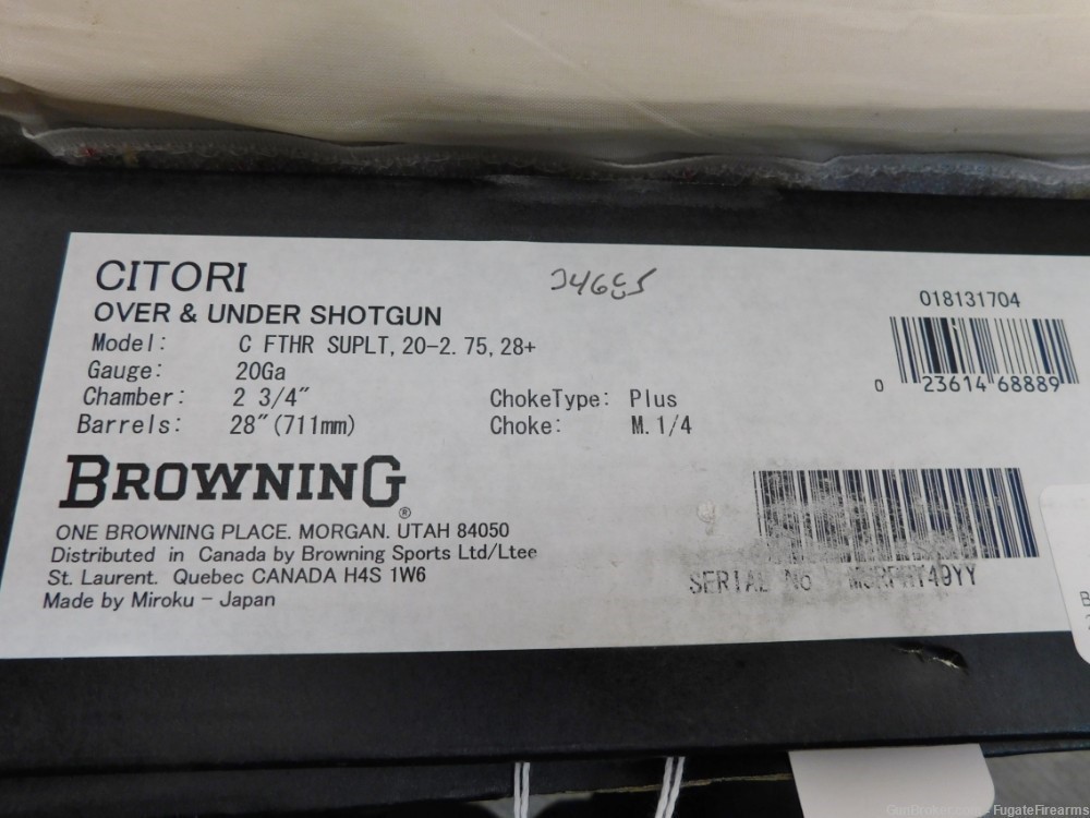 2022 Browning Citori Feather Superlight 20 Gauge 28 Inch NIB Special Order-img-2