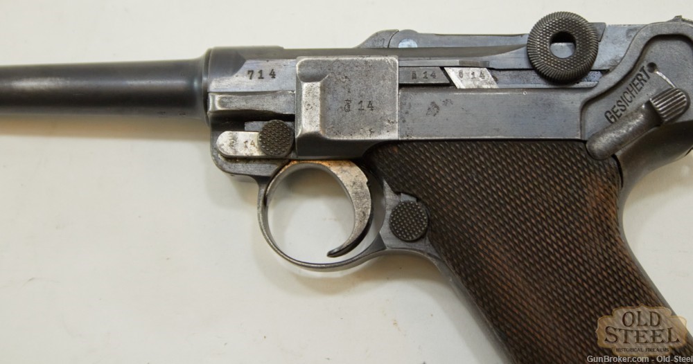  Unit Marked German P08 Luger 9mm Erfurt C&R WW1 WWI Era MFG 1912-img-3