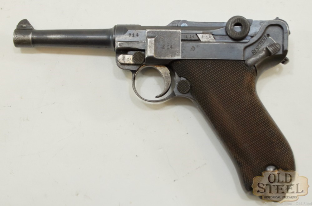  Unit Marked German P08 Luger 9mm Erfurt C&R WW1 WWI Era MFG 1912-img-0