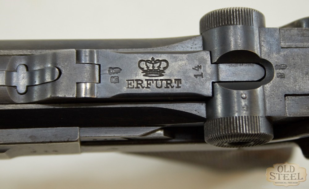  Unit Marked German P08 Luger 9mm Erfurt C&R WW1 WWI Era MFG 1912-img-21