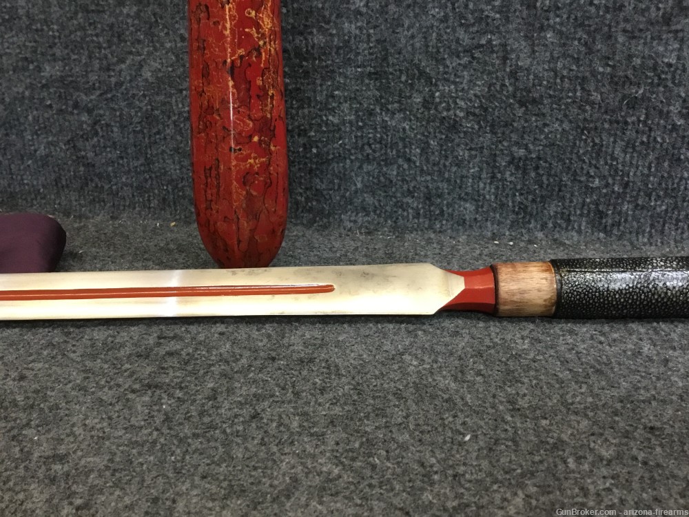 Japanese Omiyari "Yari" (Spear) with cover and Decorated sheath. Full Tang-img-3