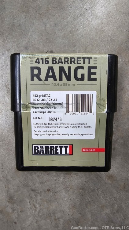 Barrett 416 Range Cutting Edge Bullet 452gr MTAC 17222-R .416-img-1