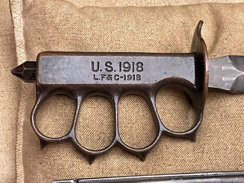 US LF&C 1918 Trench Knuckle Knife & Sheath-img-2