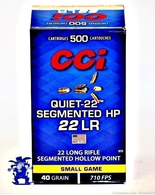 CCI QUIET 22 LR/SEGMENTED HP 22LR Hollow Point 40 Grain 500 Rounds-img-1