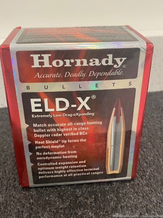 100 Count Factory New Hornady 30 Cal .308” 220 Gr ELD-X Bullets-img-1