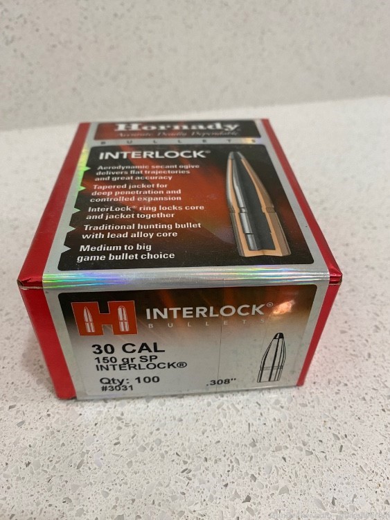 New Hornady Interlock 30 Cal .308” 150 Gr SP Bullets-img-0
