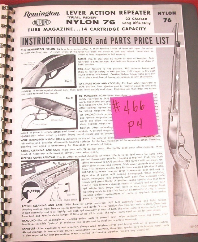 Org Remington Owners Instruction Manual Parts Model Nylon 76-img-0