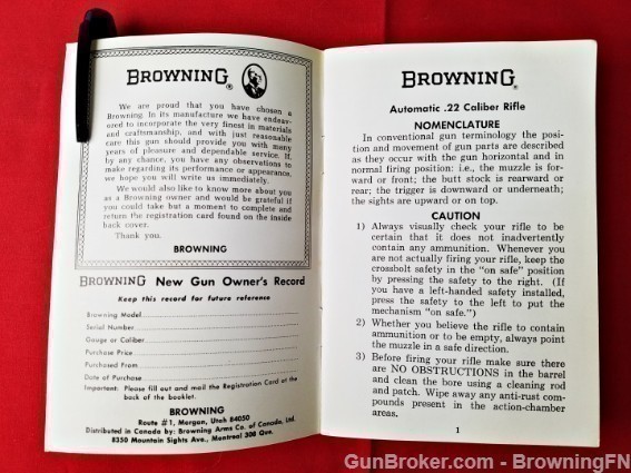 Orig Browning Automatic .22 Rifle Owners Instruction Manual-img-2