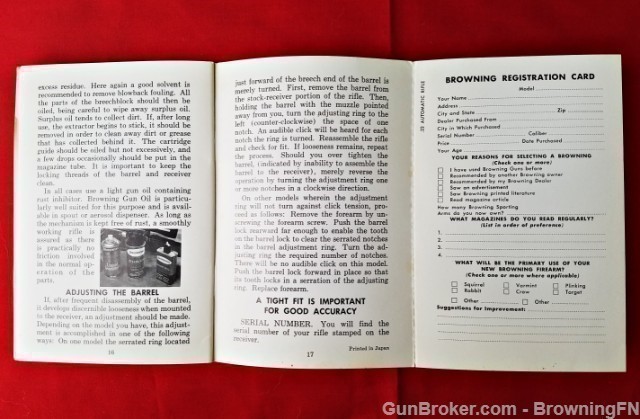 Orig Browning Automatic .22 Rifle Owners Instruction Manual-img-3