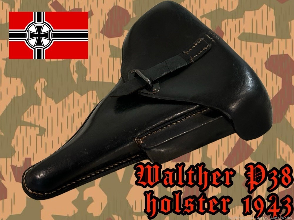Original 1943 German WWII WALTHER P38 Holster Hardshell wermacht stamp VG! -img-0