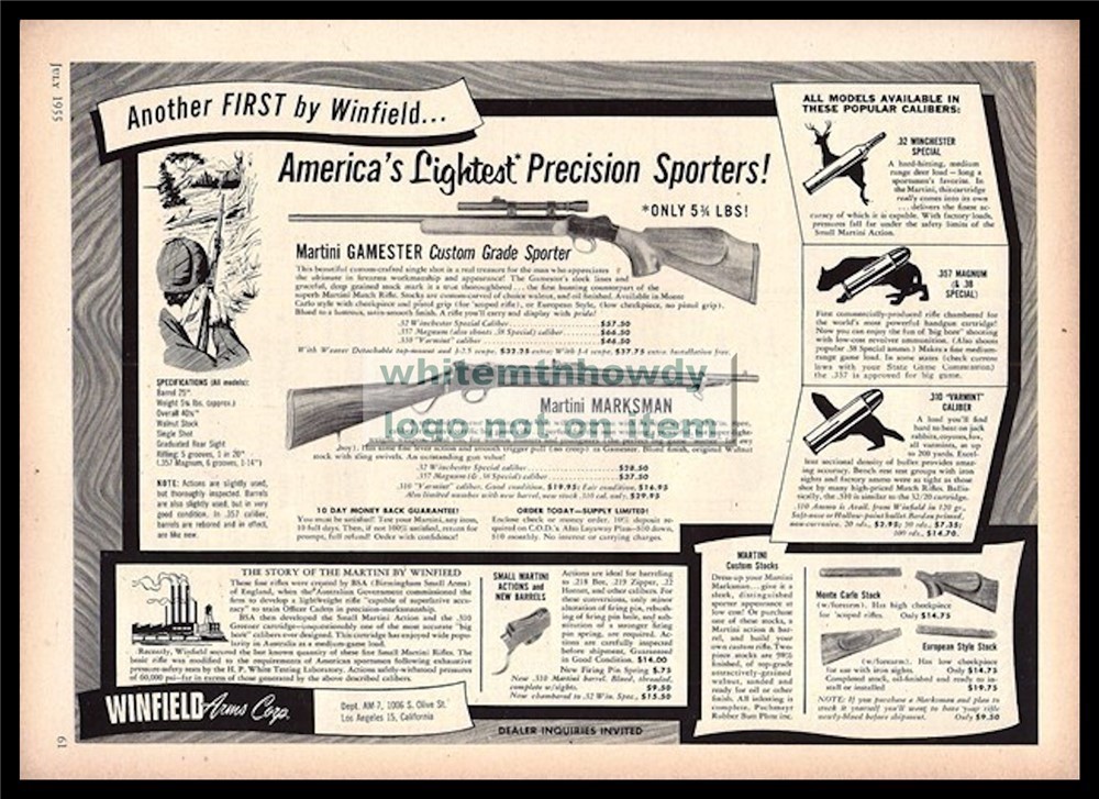 1955 MARTINI Gamemaster Marksman Winfield PRINT AD-img-0