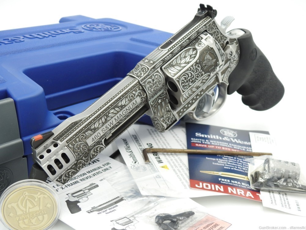 Ultra Rare Custom Engraved Smith & Wesson 460V 460 S&W  5" Comp US Patriot-img-0