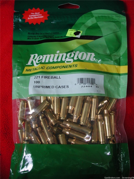 100 NEW Remington Brass Cases for .221 FIREBALL  XP-100, Contender, etc.-img-0