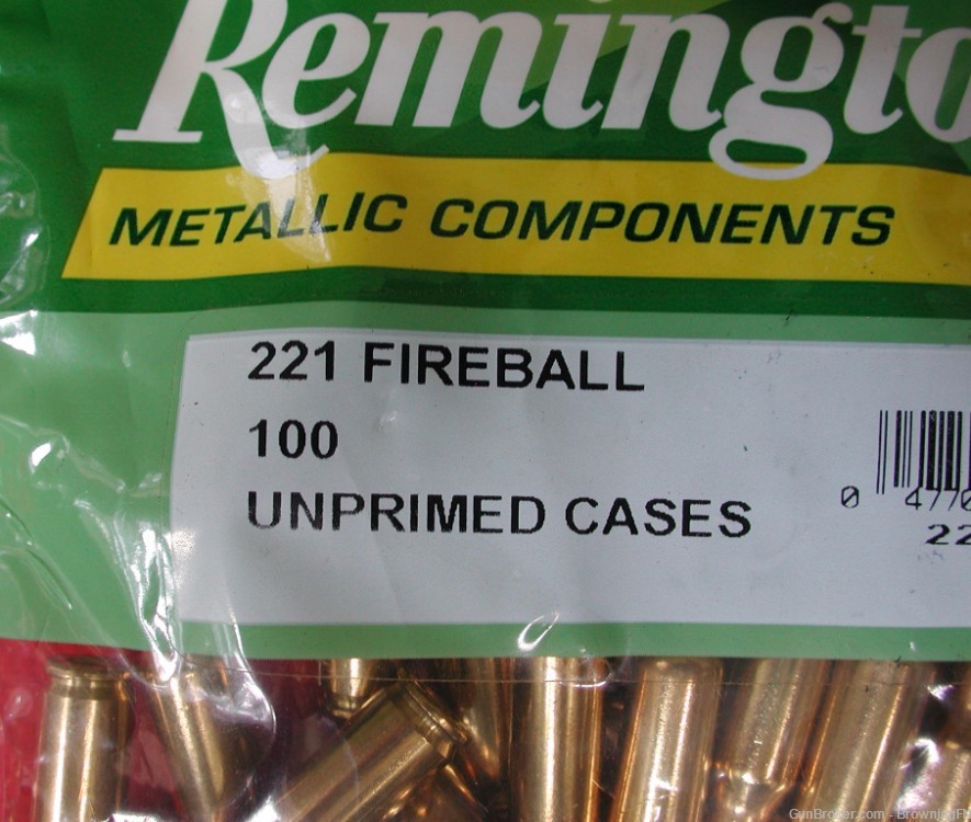 100 NEW Remington Brass Cases for .221 FIREBALL  XP-100, Contender, etc.-img-1