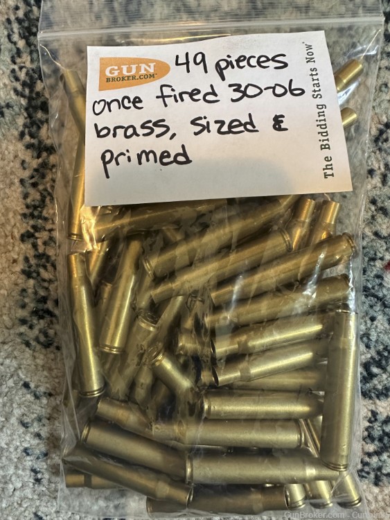 49 Pieces 30-06 Brass (once fired, mixed headstamp, sized, & primed)-img-0