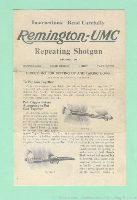Remington Model 10 Early Instr Manual Repro-img-0
