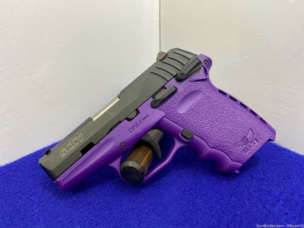 SCCY Industries CPX-1 9mm Black 3.1" *EYE-CATCHING PURPLE POLYMER FRAME*-img-5