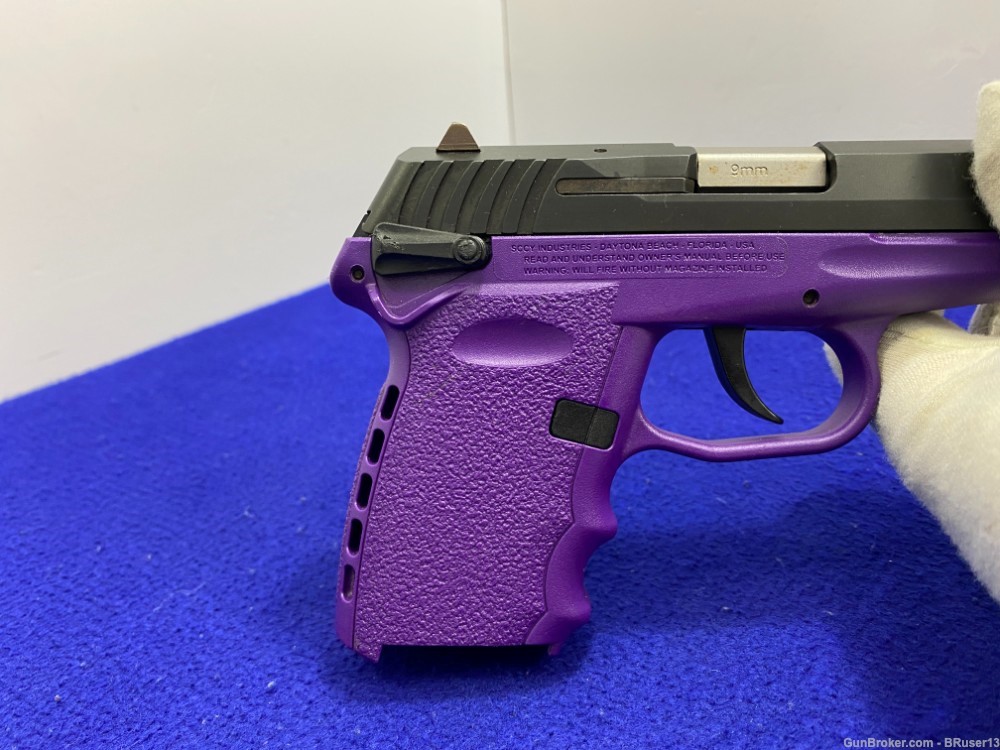 SCCY Industries CPX-1 9mm Black 3.1" *EYE-CATCHING PURPLE POLYMER FRAME*-img-37