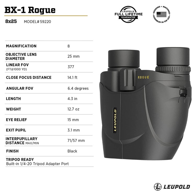 LEUPOLD BX-1 Rogue 8x25mm Compact Black Binocular (59220)-img-7
