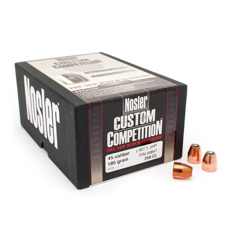 NOSLER Custom Competition .45 Caliber 451" 185Gr JHP 250rd Bullets (44847)-img-1