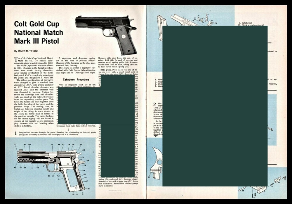 1964 COLT Gold Cup National Match Mark II Parts List Assembly Article-img-0