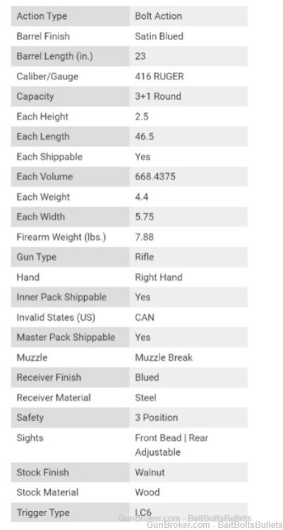  RUGER M77 HAWKEYE AFRICAN 416 RUGER Bolt Action 23" 3+1 37185 NIB-img-1