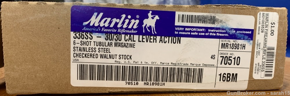 MARLIN STAINLESS MODEL 336S SCARCE .30-30 WIN ORIGINAL BOX & PAPERS WALNUT-img-28