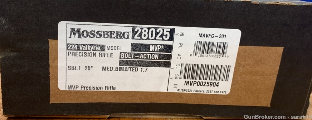 MOSSBERG 20" FLUTED MVP PRECISION RIFLE ORIGINAL BOX & PAPERS .224 VALKYRIE-img-3