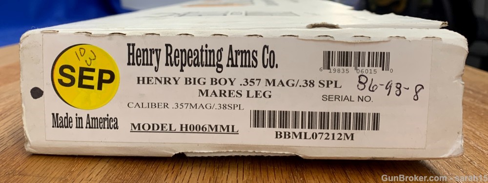HENRY BIG BOY MARE'S LEG .357 MAGNUM ORIGINAL BOX & PAPERS GOLDEN BOY -img-25