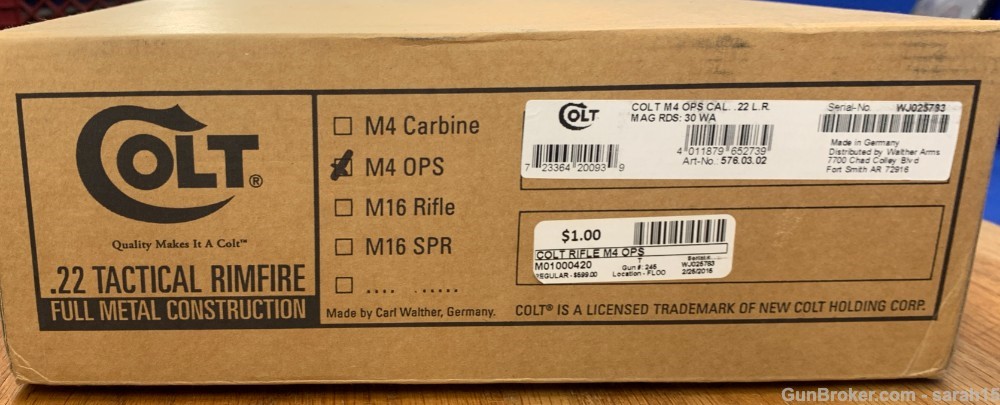 COLT M4 OPS METAL .22 LR AR-15 ORIGINAL BOX & PAPERS ADJUSTABLE SIGHTS NOS-img-3