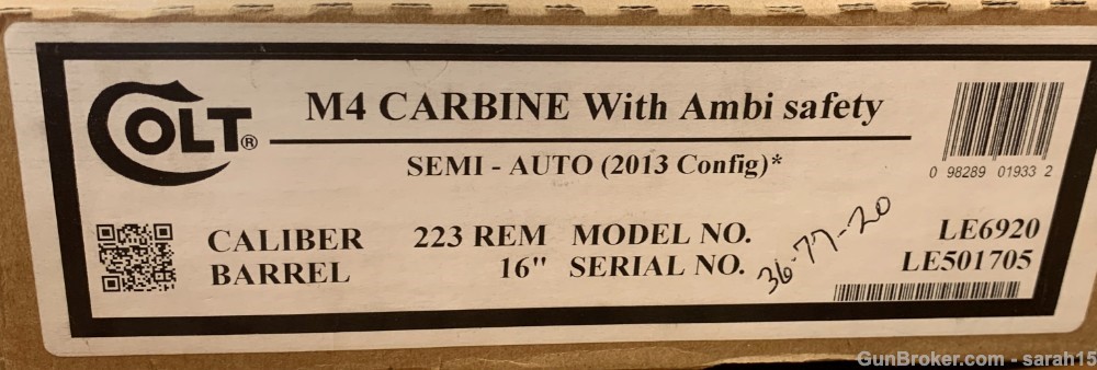 COLT LE6920 16" BLACK M4 CARBINE .223 REM ORIGINAL BOX & PAPERS AMBI SAFETY-img-3