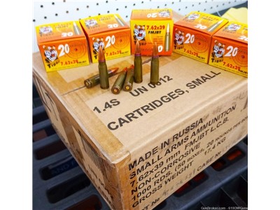 7.62 x 39 Golden Tiger FMJ BT  ammo 1000 Rounds Case  7.62x39 FREE SHIPPING
