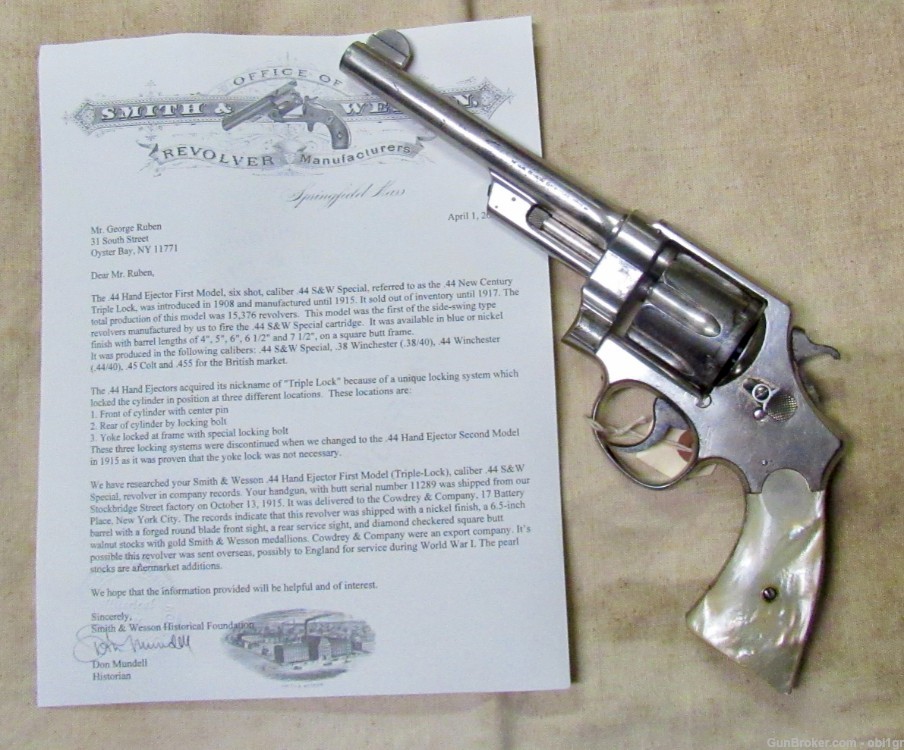 Smith & Wesson .44 Hand Ejector First Model Triple Lock 1915 .01 NO RESERVE-img-0