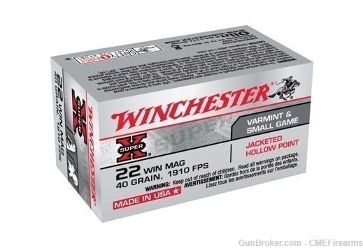 Winchester Ammo X22MH Super X 22 WMR 40 gr Jacketed Hollow Point (JHP)-img-0