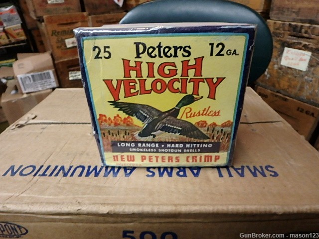 FULL 20 BOX CASE OLD 12 GA PETERS IN DUCK BOX  500 RDS 20 BOXES-img-1