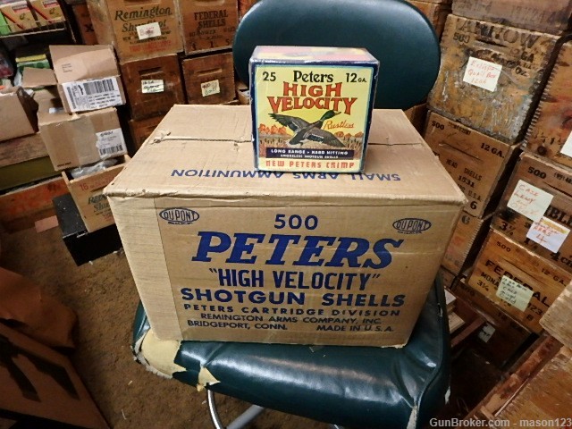FULL 20 BOX CASE OLD 12 GA PETERS IN DUCK BOX  500 RDS 20 BOXES-img-0