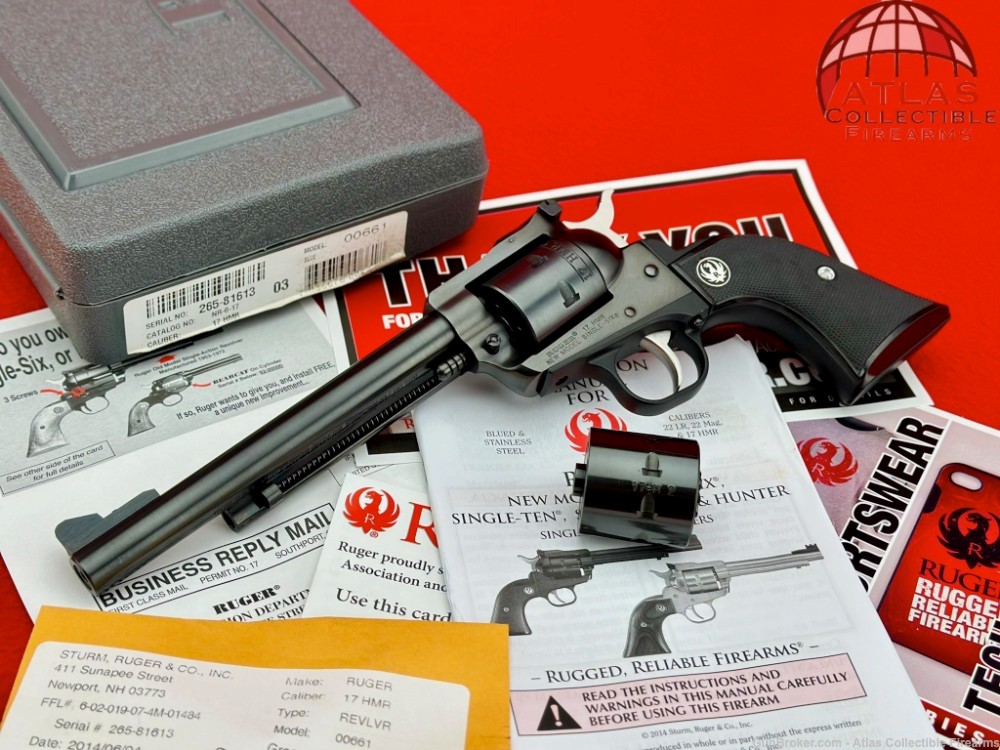 2014 Ruger Single-Six Convertible .17 HMR / .17-M2 Blue 6.5" - Collector!-img-0