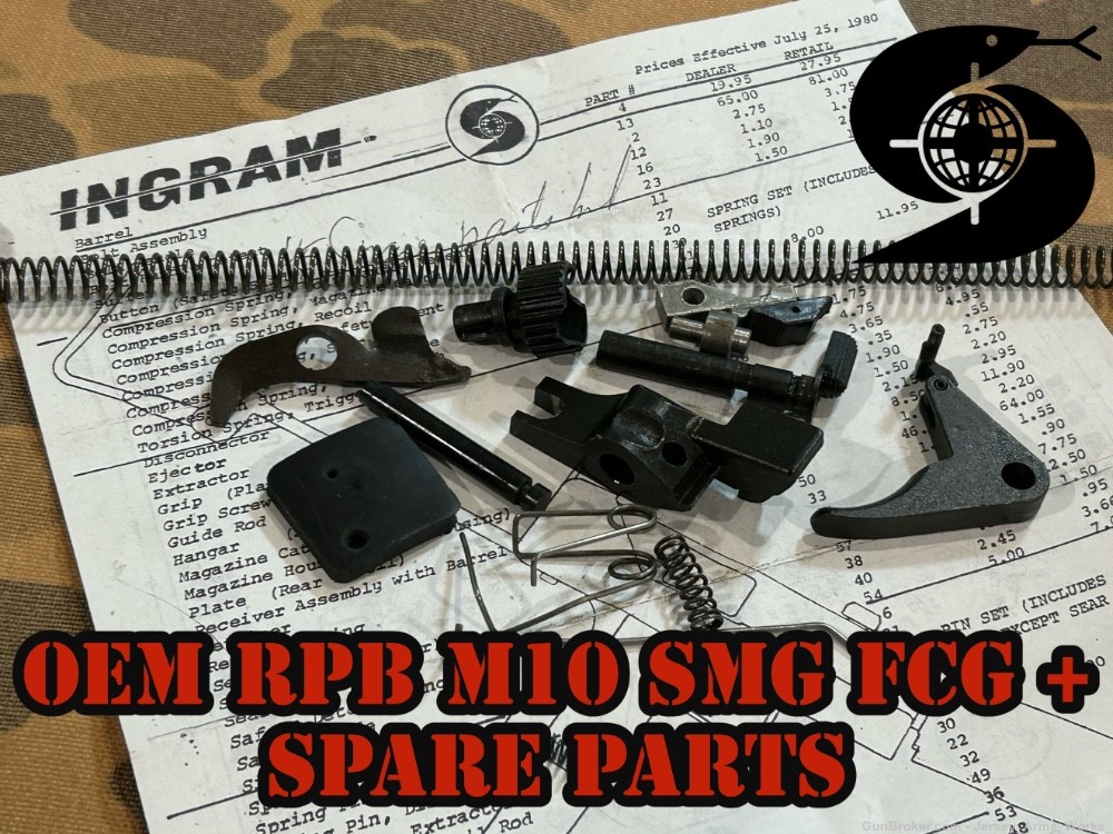 OEM RPB INGRAM MAC-10 M10 SMG Fire Control Group + Spare Parts NOS COBRAY -img-0