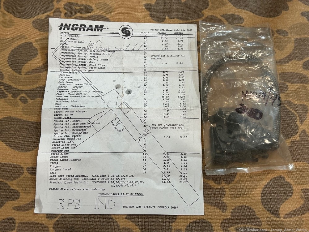 OEM RPB INGRAM MAC-10 M10 SMG Fire Control Group + Spare Parts NOS COBRAY -img-8