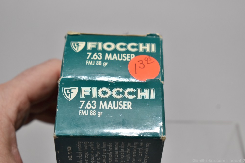 2 Boxes 100 Rds Fiocchi 7.63 Mauser 7.63x25mm 88 G FMJ-img-2